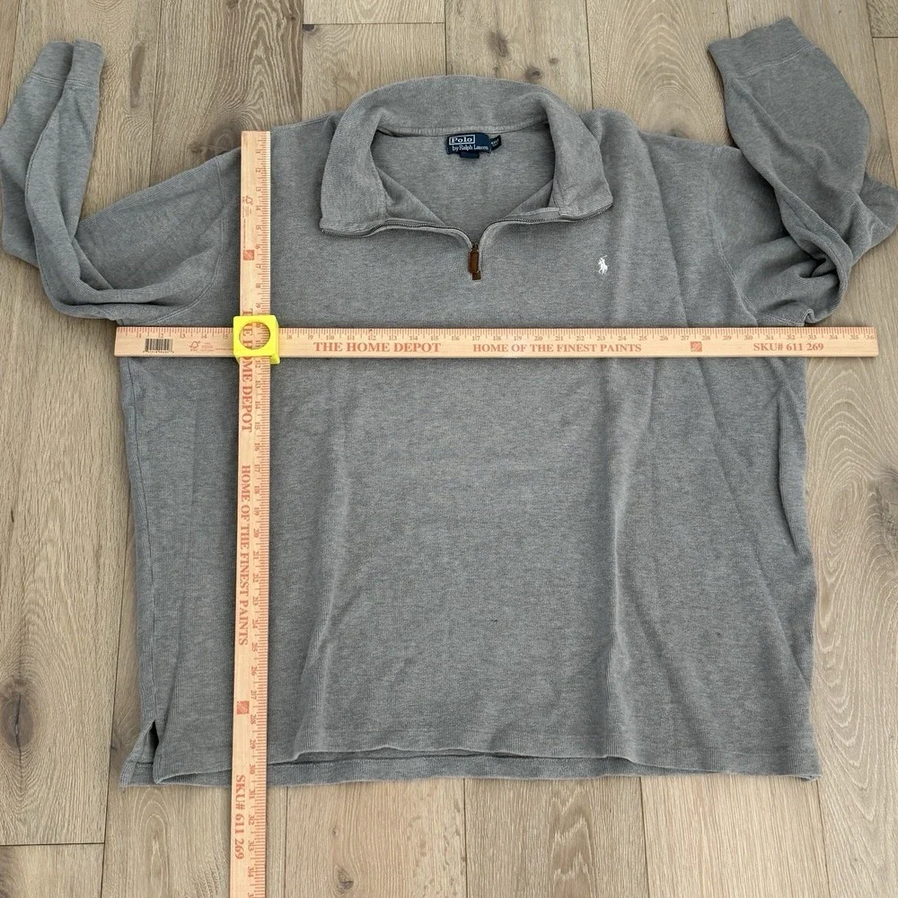 Polo Ralph Lauren Grey Quarter Zip 100 % Cotton Pullover 4XLT Mens White Pony
